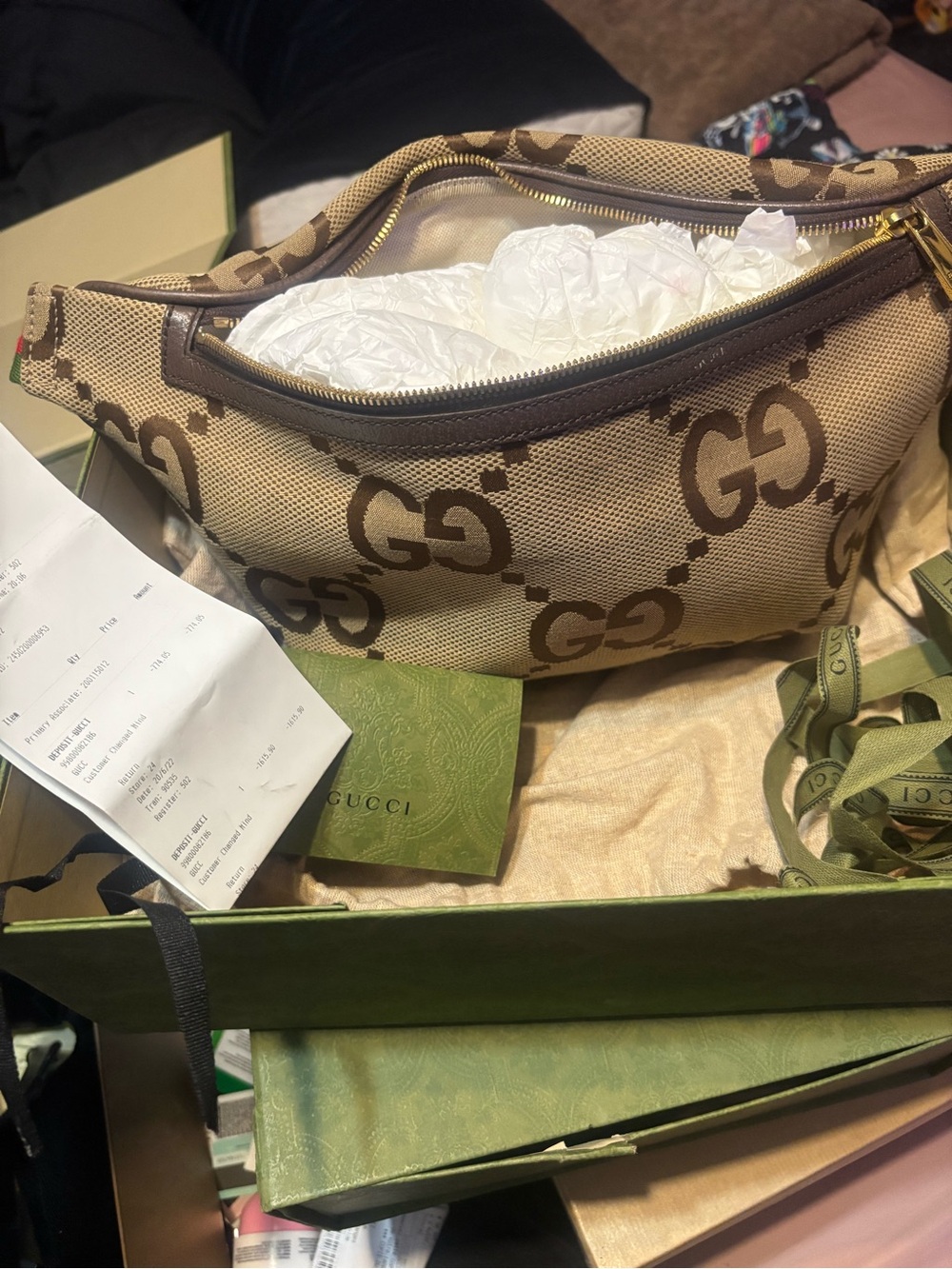 Gucci Brown & Beige GG Canvas Waist Bag